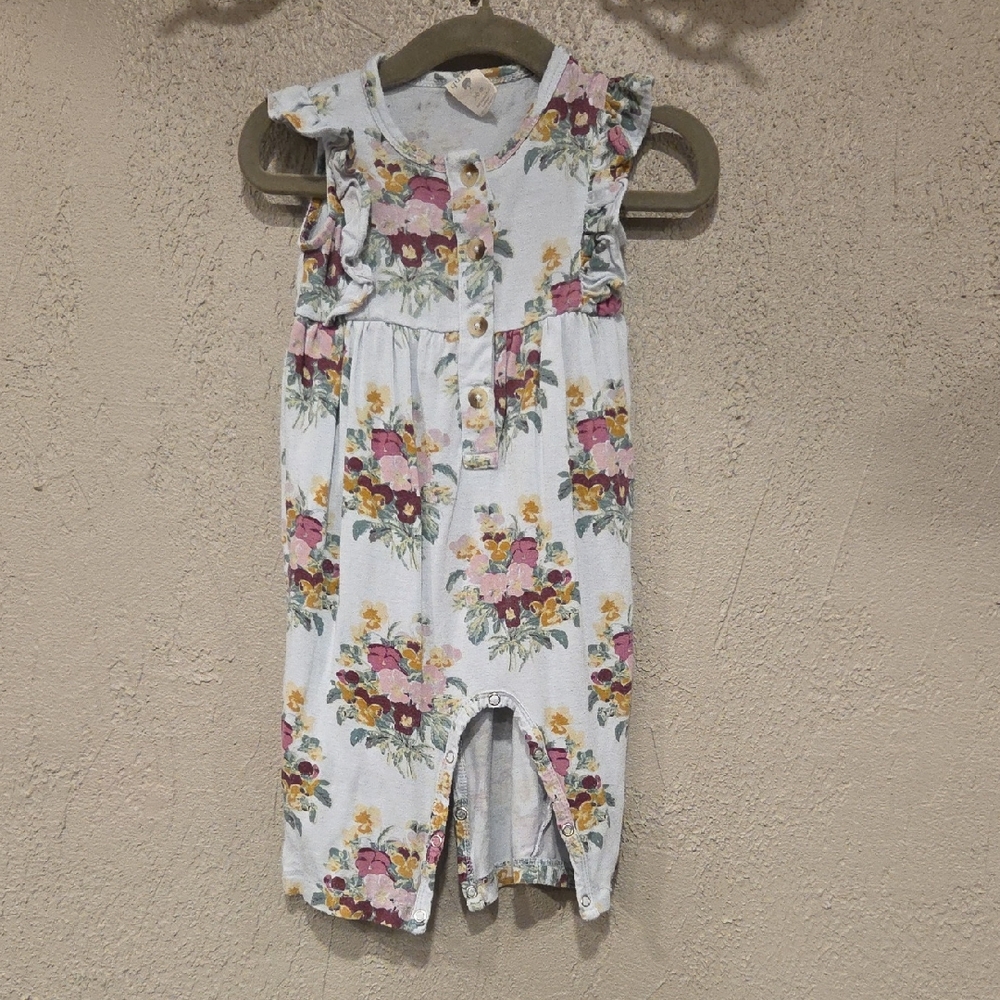 Kate Quinn Floral Bamboo Baby Romper with Button Detail